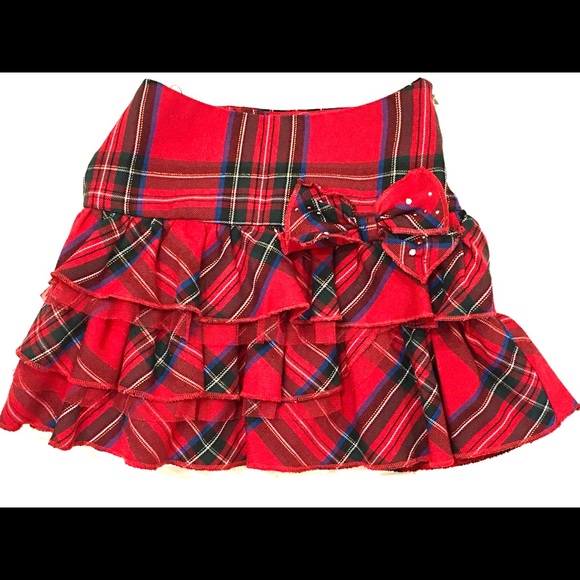 The Childrens Place plaid red Christmas skirt 4 - Picture 4 of 5